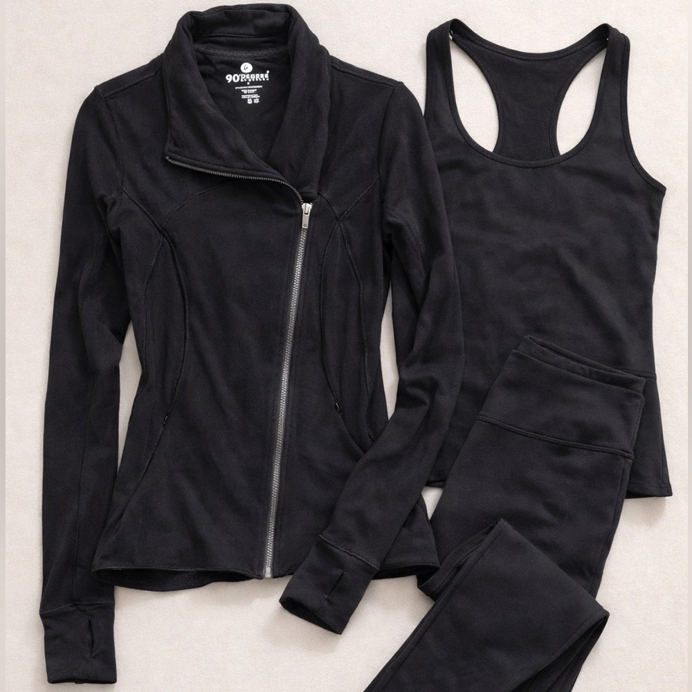 90 Degree by Reflex Black Zip Jacket Small Athletic Slim Fit Thumbhole